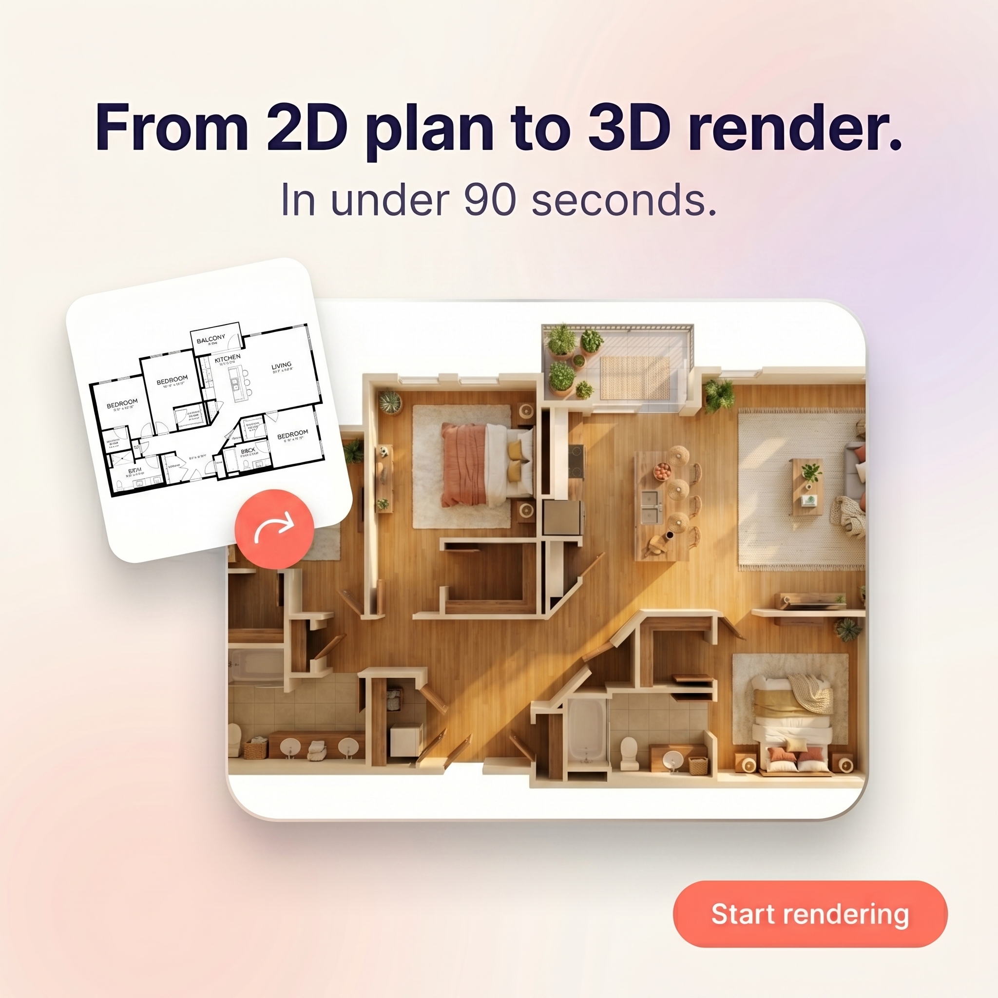 Convert a 2D Floor Plan to a 3D Render: Step-by-Step Guide cover image